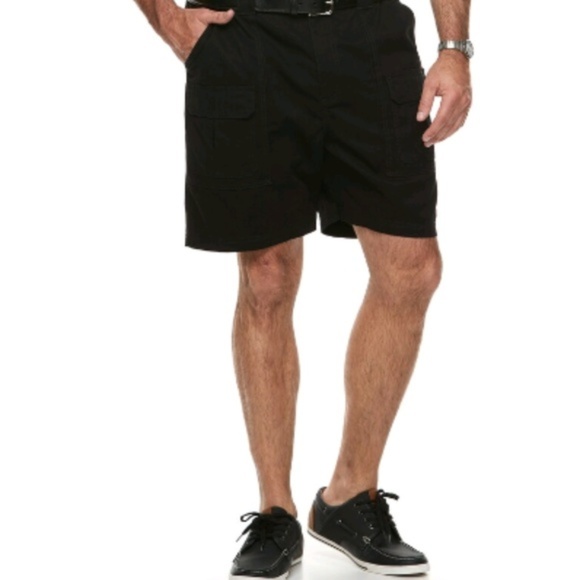 NWT Croft & Barrow Side-Elastic Waist 46 big & Tall Twill Cargo Shorts black - Picture 1 of 1